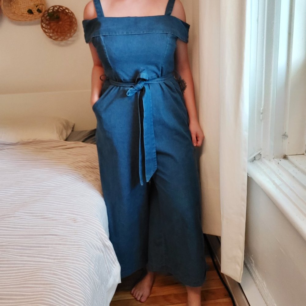 ESSUE Denim jumpsuit wide leg